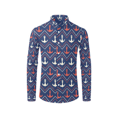 Anchor Pattern Print Design 07 Men's Long Sleeve Shirt