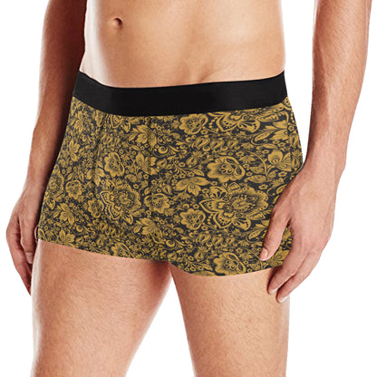 Brocade Gold Pattern Print Design 01 Men's Boxer Briefs