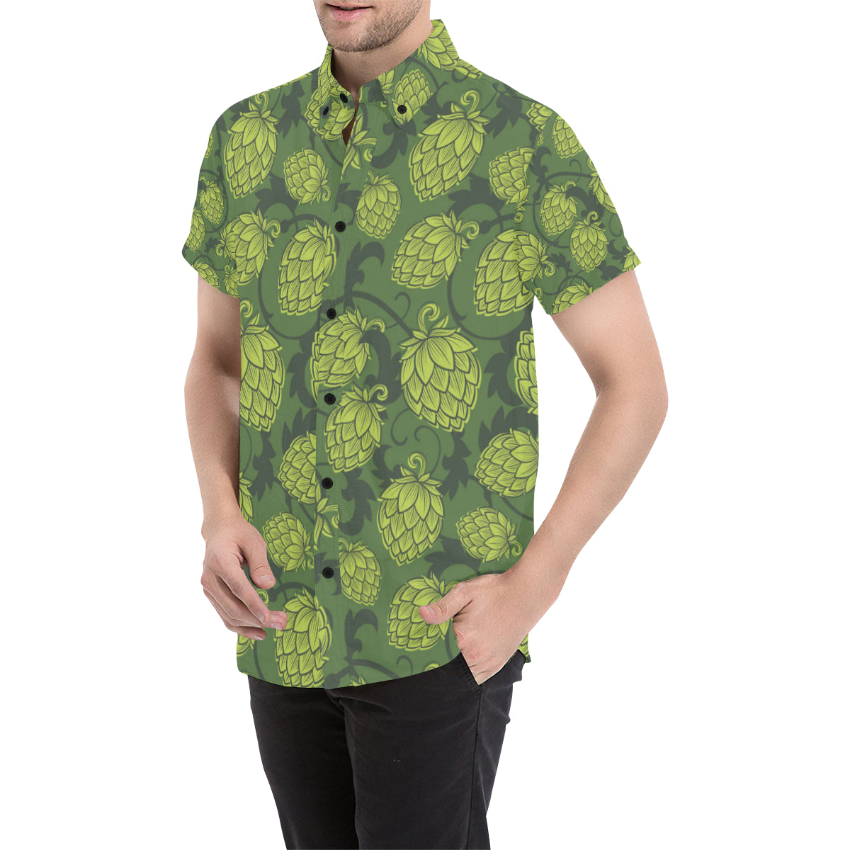 Hope Pattern Print Design 02 Men's Short Sleeve Button Up Shirt