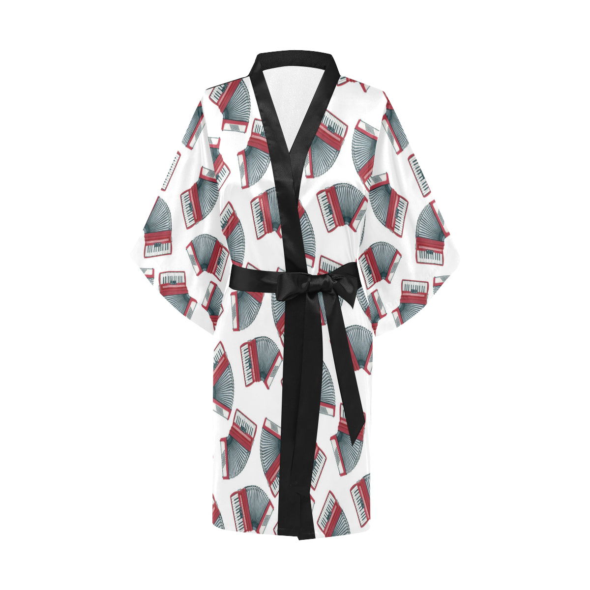 Accordion Pattern Print Design 03 Women's Short Kimono