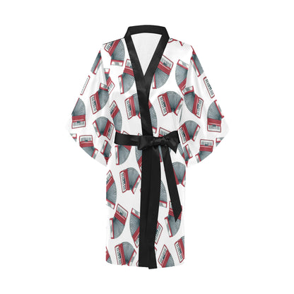 Accordion Pattern Print Design 03 Women's Short Kimono