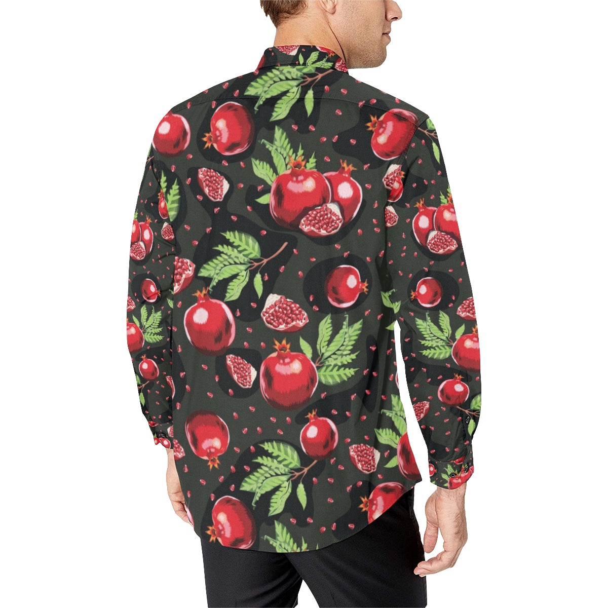 Pomegranate Pattern Print Design PG06 Men's Long Sleeve Shirt