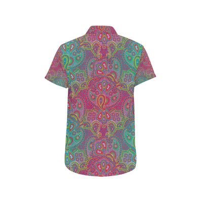 Boho Pattern Print Design 02 Men's Short Sleeve Button Up Shirt