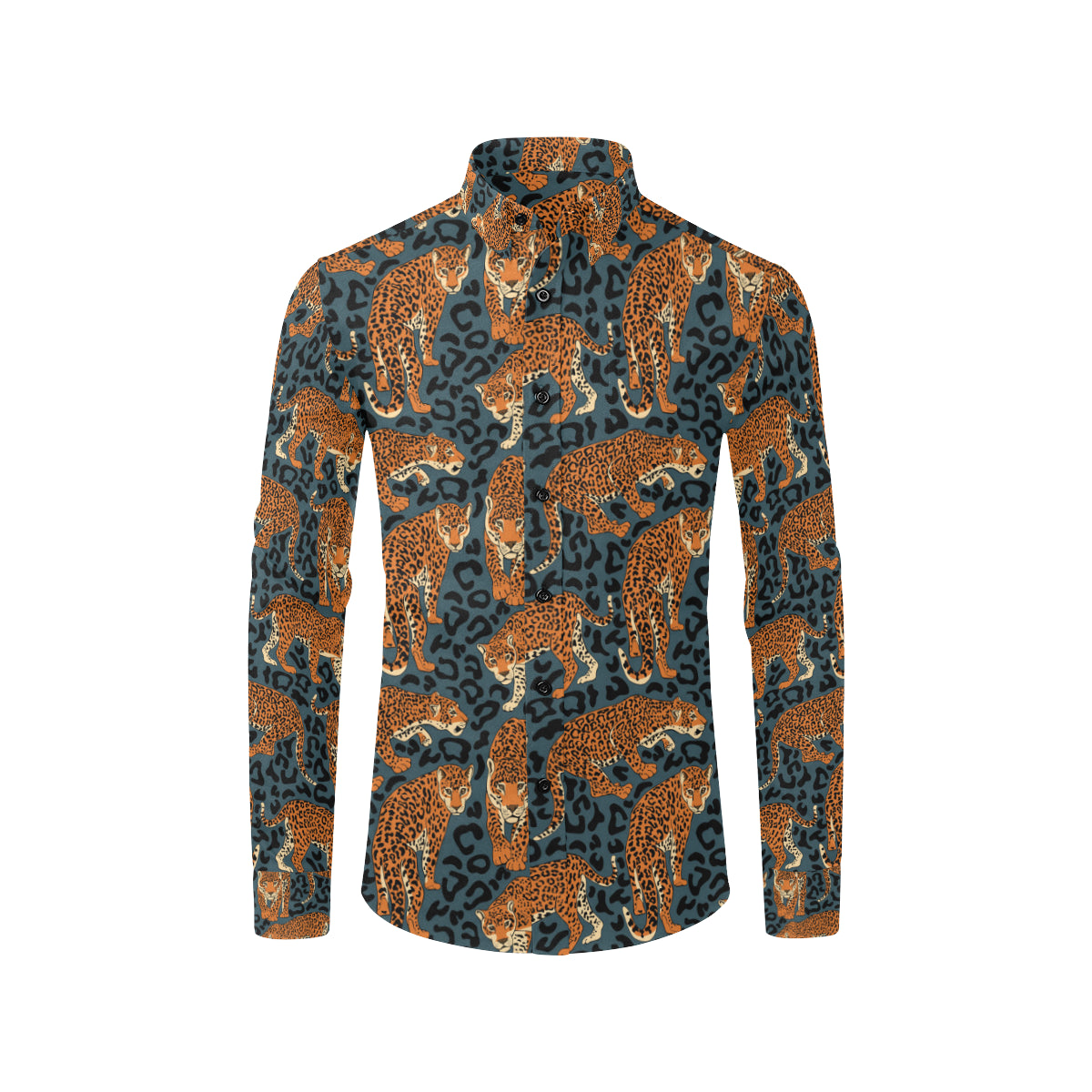 Jaguar Pattern Print Design 04 Men's Long Sleeve Shirt