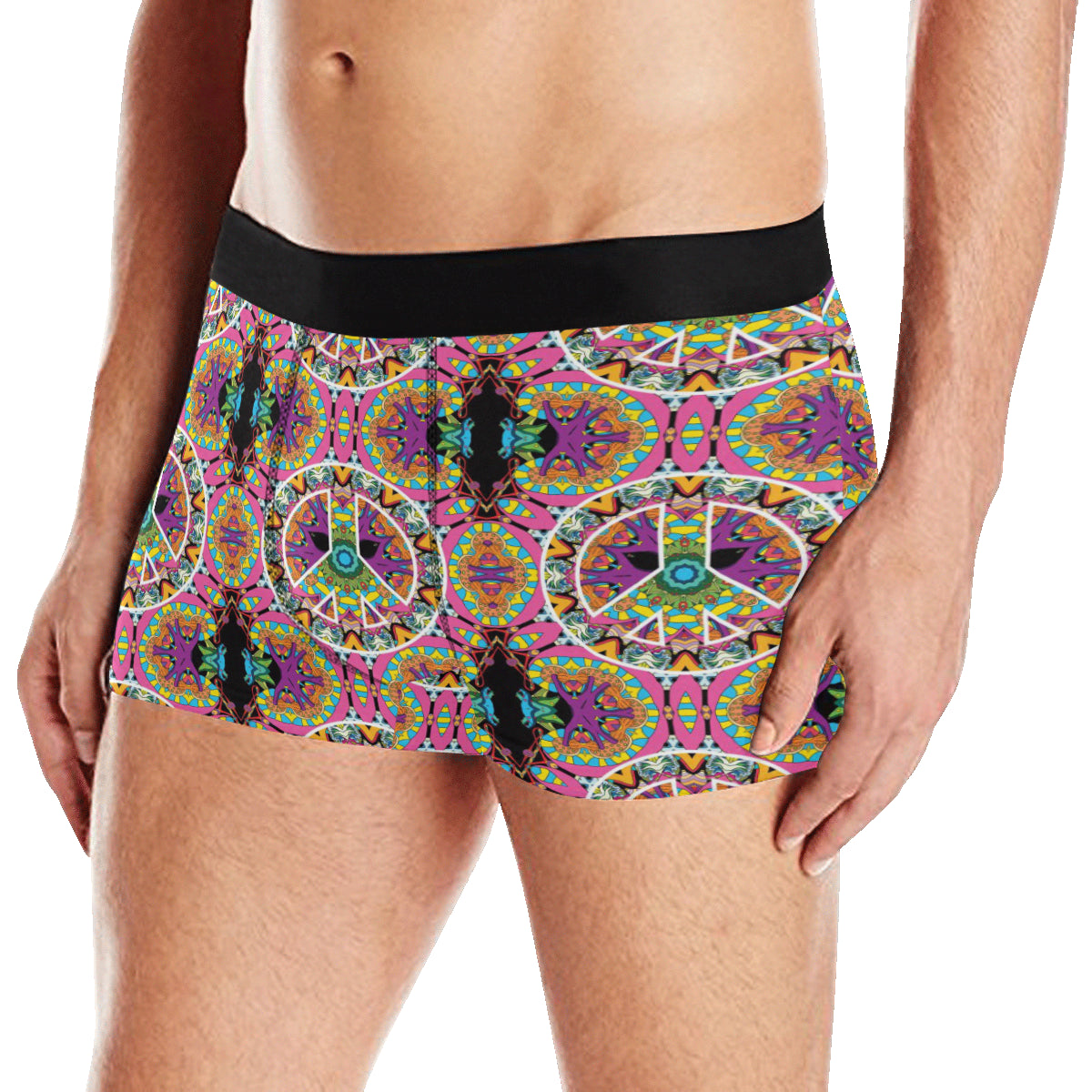 Peace Sign Pattern Print Design A03 Men's Boxer Briefs