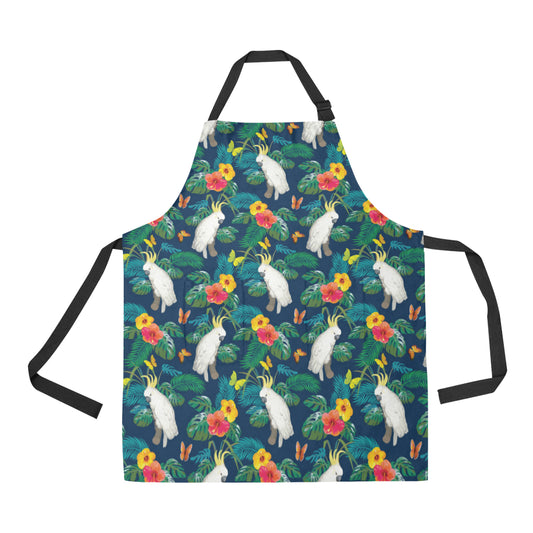 Cockatoo Tropical Pattern Print Design 02 Apron with Pocket