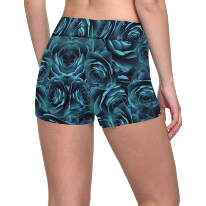Camellia Pattern Print Design CM04 Yoga Shorts
