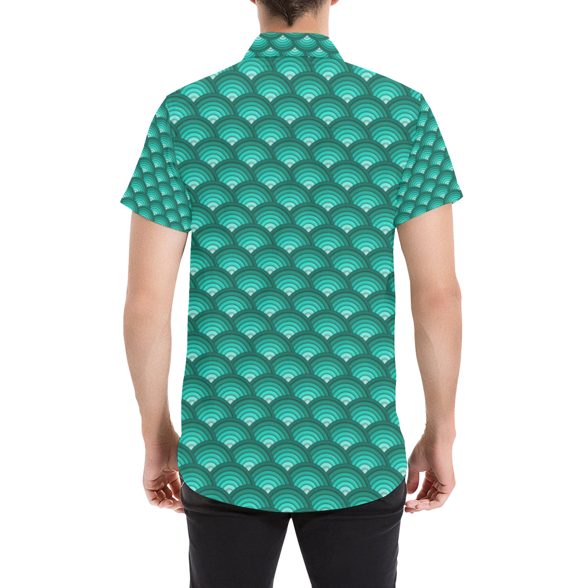Scales Pattern Print Design 01 Men's Short Sleeve Button Up Shirt