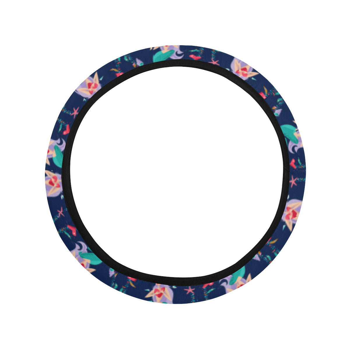 Mermaid Girl Cute Design Print Steering Wheel Cover with Elastic Edge