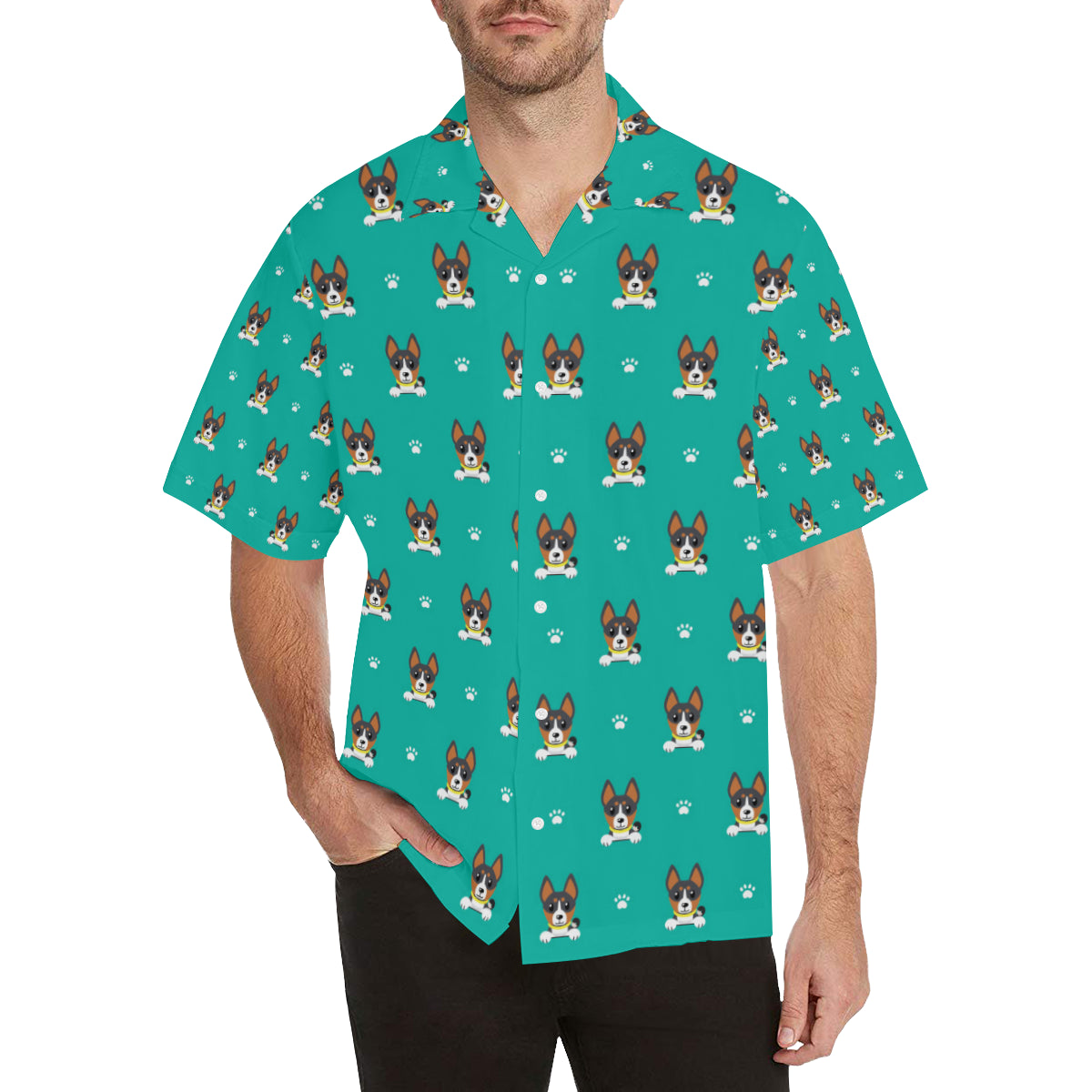 Basenji Pattern Print Design 03 Men's Hawaiian Shirt