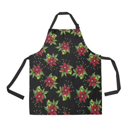 Poinsettia Pattern Print Design A01 Apron with Pocket