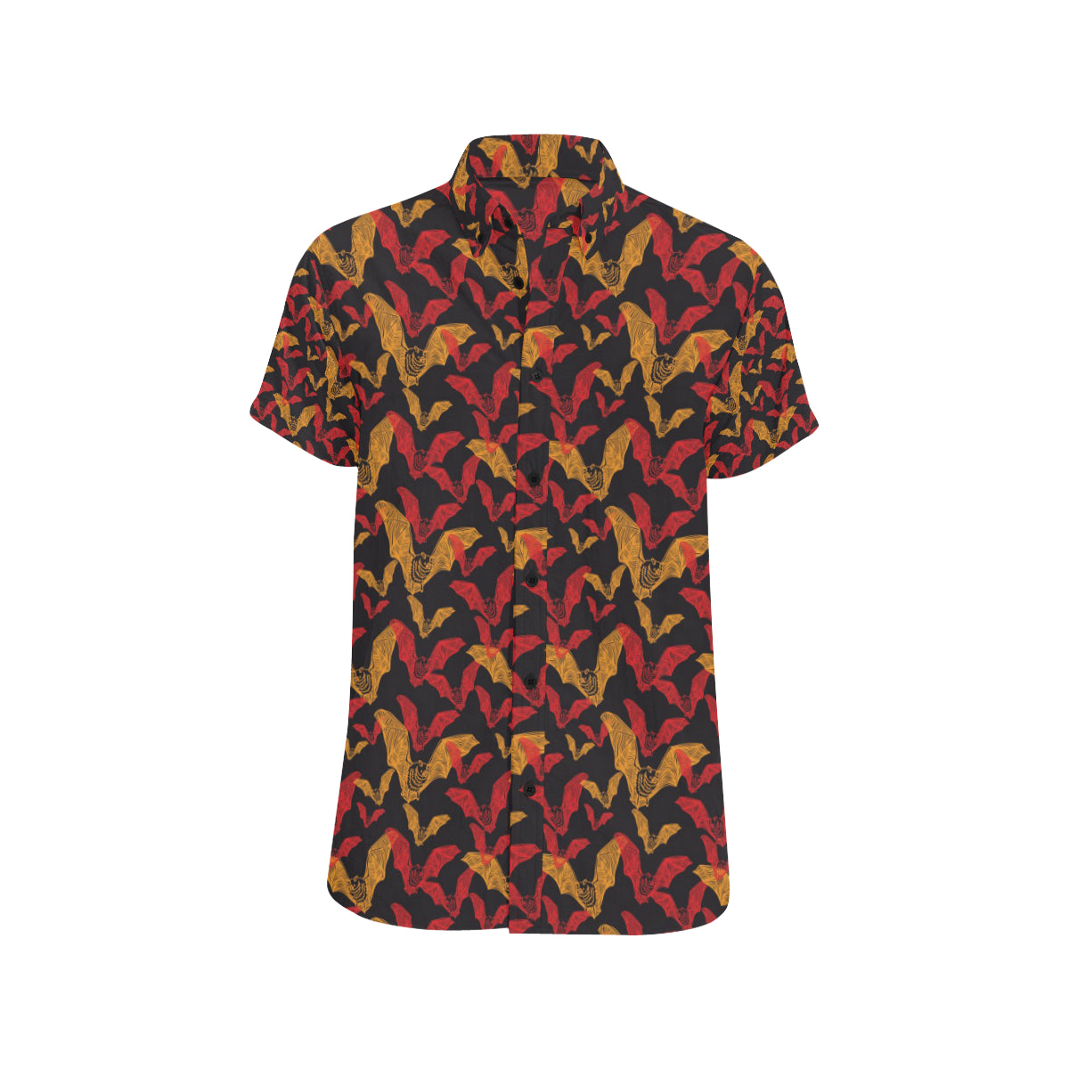 Bat Pattern Print Design 01 Men's Short Sleeve Button Up Shirt