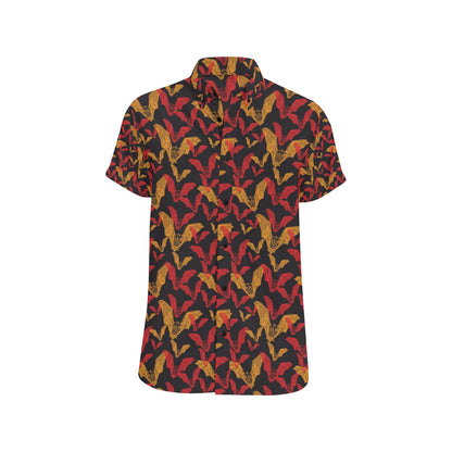 Bat Pattern Print Design 01 Men's Short Sleeve Button Up Shirt