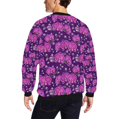 Orchid Purple Pattern Print Design OR02 Men Long Sleeve Sweatshirt