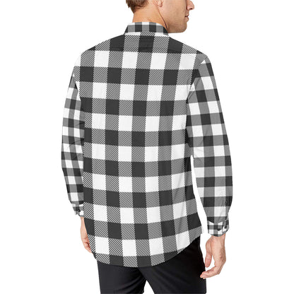 Buffalo check Black white Pattern Print Design 04 Men's Long Sleeve Shirt