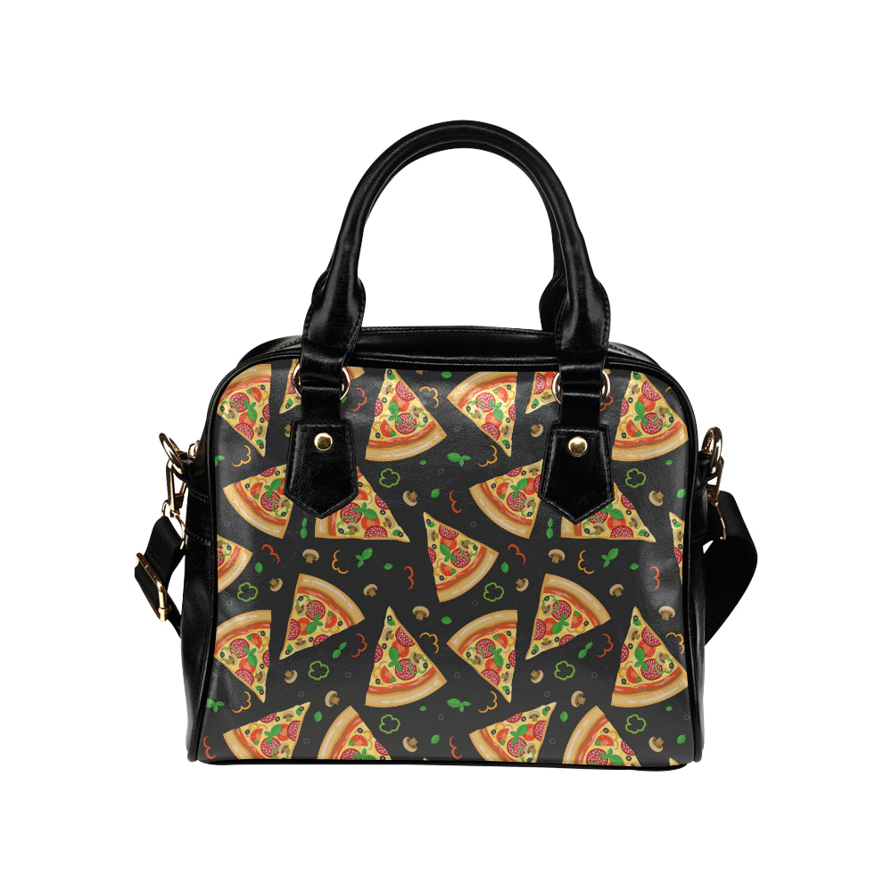 Pizza Pattern Print Design A02 Shoulder Handbag