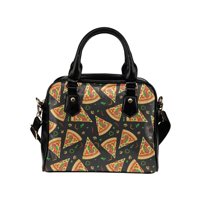 Pizza Pattern Print Design A02 Shoulder Handbag