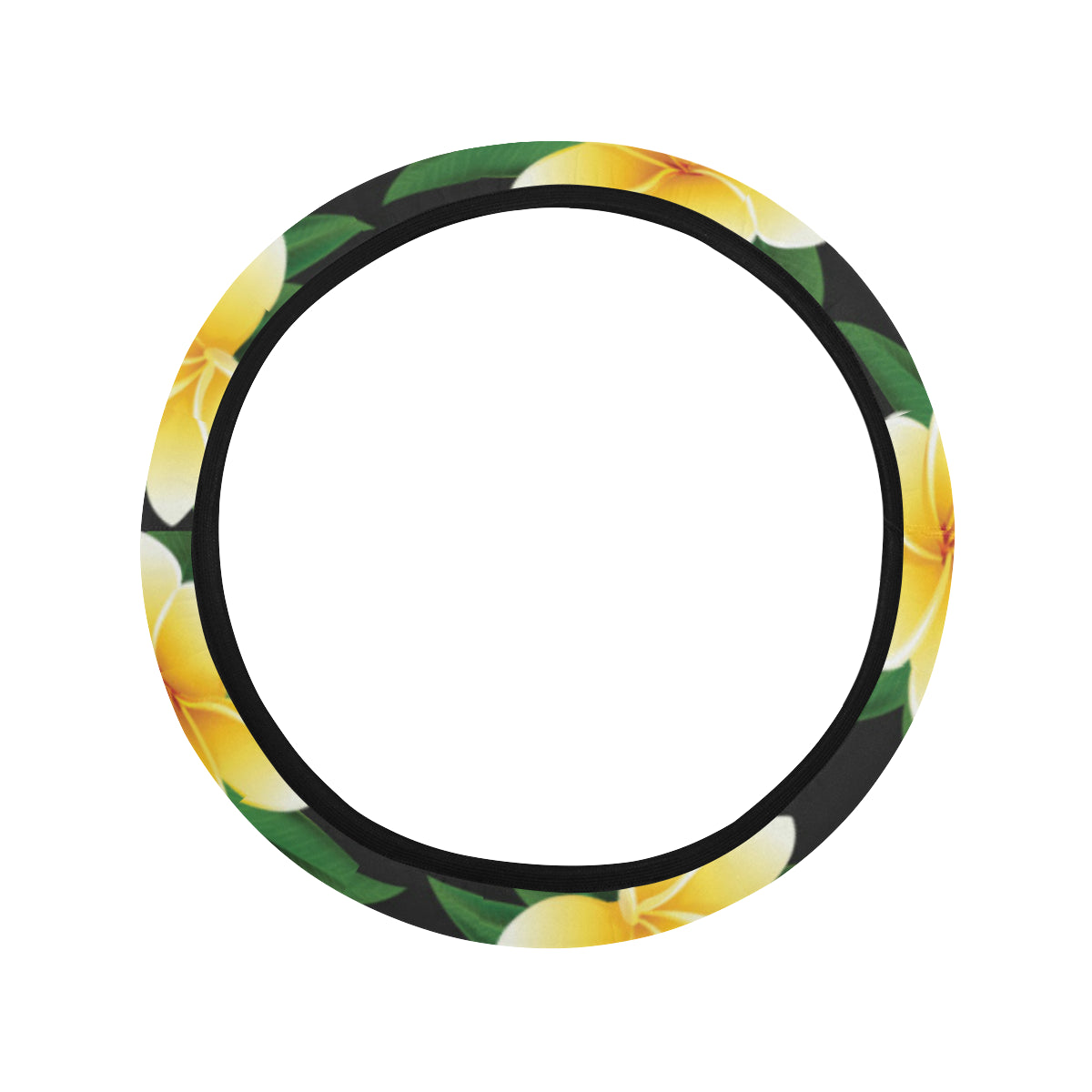 Plumeria Pattern Print Design A03 Steering Wheel Cover with Elastic Edge