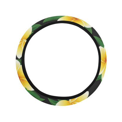 Plumeria Pattern Print Design A03 Steering Wheel Cover with Elastic Edge