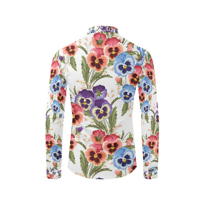 Pansy Pattern Print Design PS06 Men's Long Sleeve Shirt