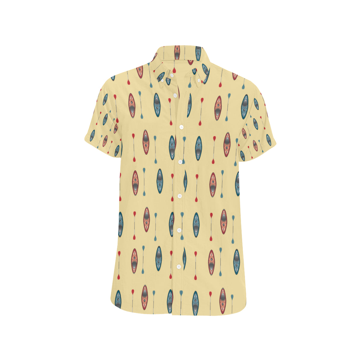 Kayak Pattern Print Design 02 Men's Short Sleeve Button Up Shirt