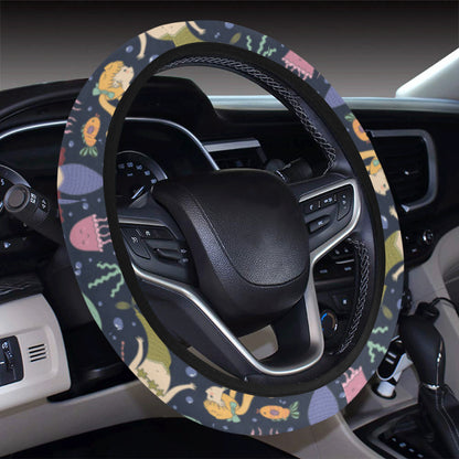 Mermaid Cartoon Pattern Print Design 03 Steering Wheel Cover with Elastic Edge