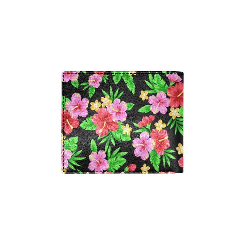 Pink Red Hibiscus Pattern Print Design HB023 Men's ID Card Wallet