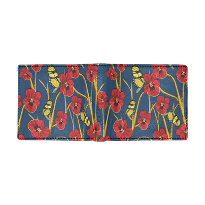 Pansy Pattern Print Design A01 Men's ID Card Wallet