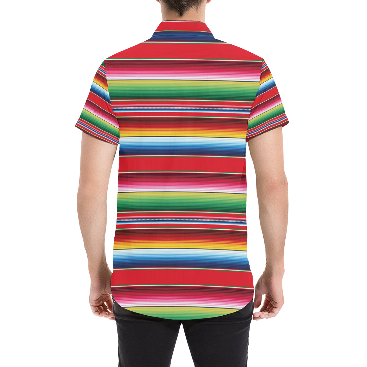 Serape Pattern Men's Short Sleeve Button Up Shirt