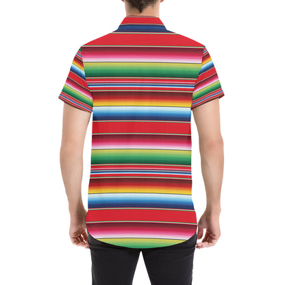 Serape Pattern Men's Short Sleeve Button Up Shirt
