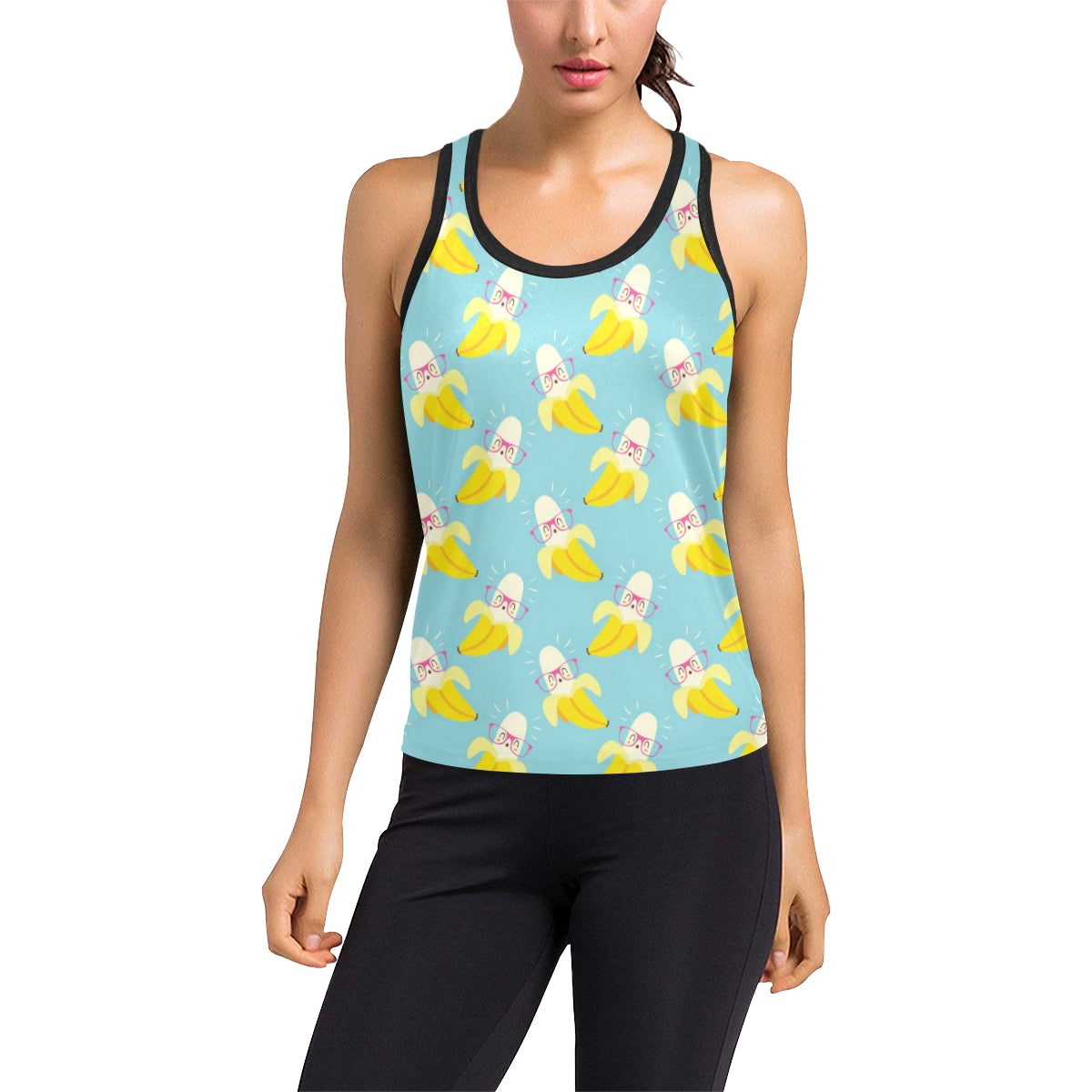 Banana Pattern Print Design BA07 Women's Racerback Tank Top