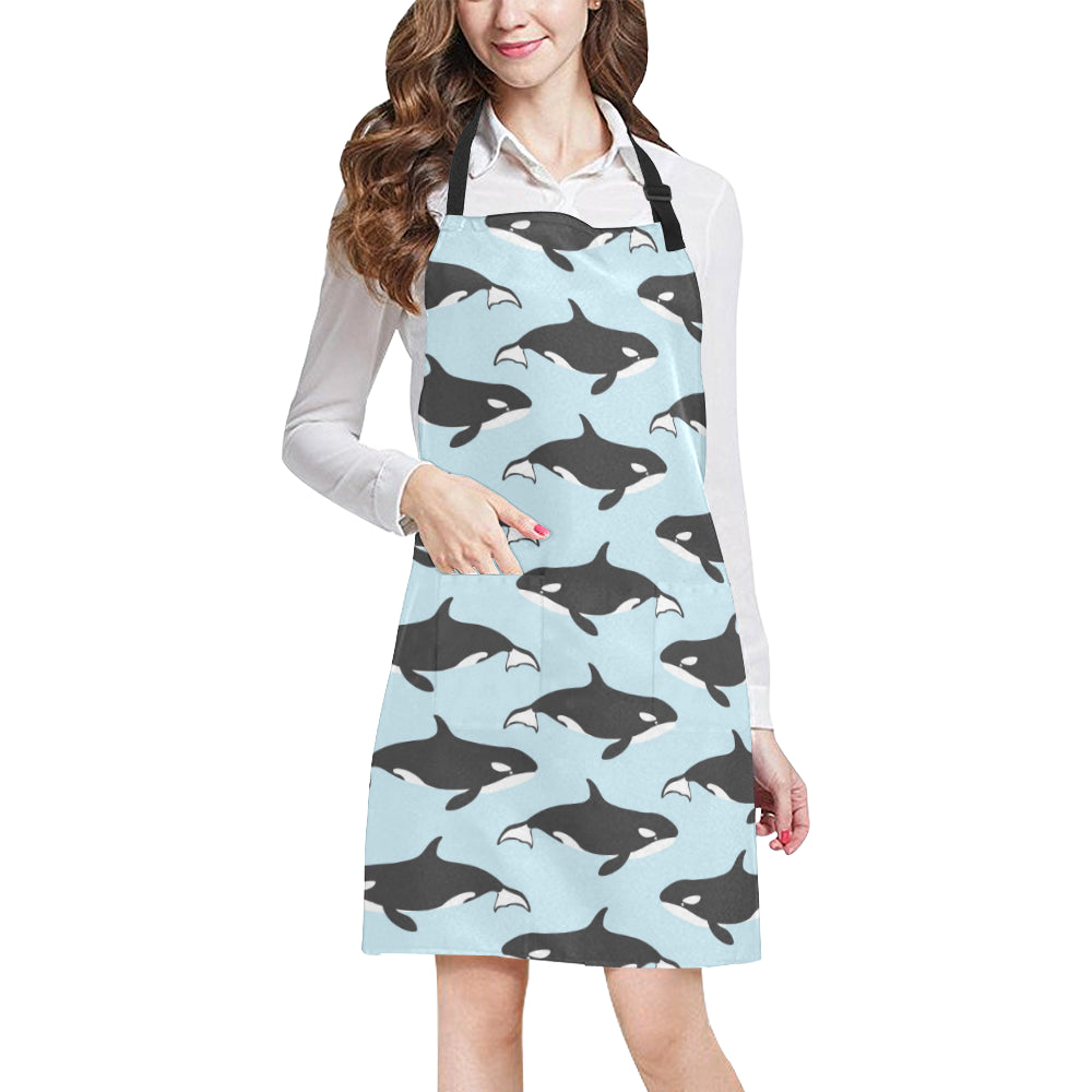 Killer Whale Pattern Print Design 01 Apron with Pocket