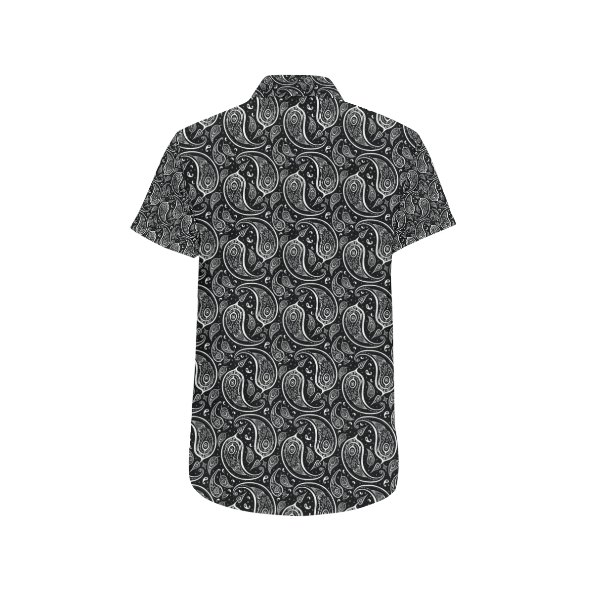 Paisley Black Design Print Men's Short Sleeve Button Up Shirt