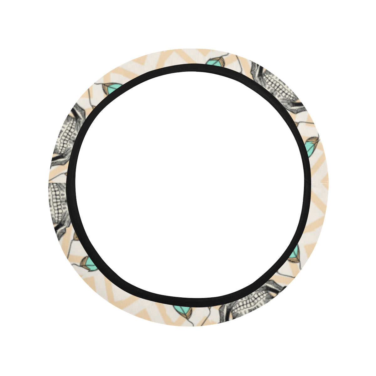Indian Skull Pattern Steering Wheel Cover with Elastic Edge