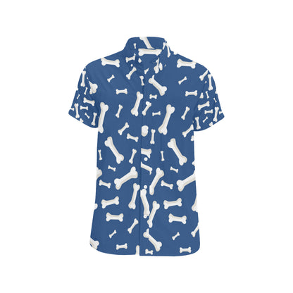 Dog Bone Pattern Print Design 03 Men's Short Sleeve Button Up Shirt