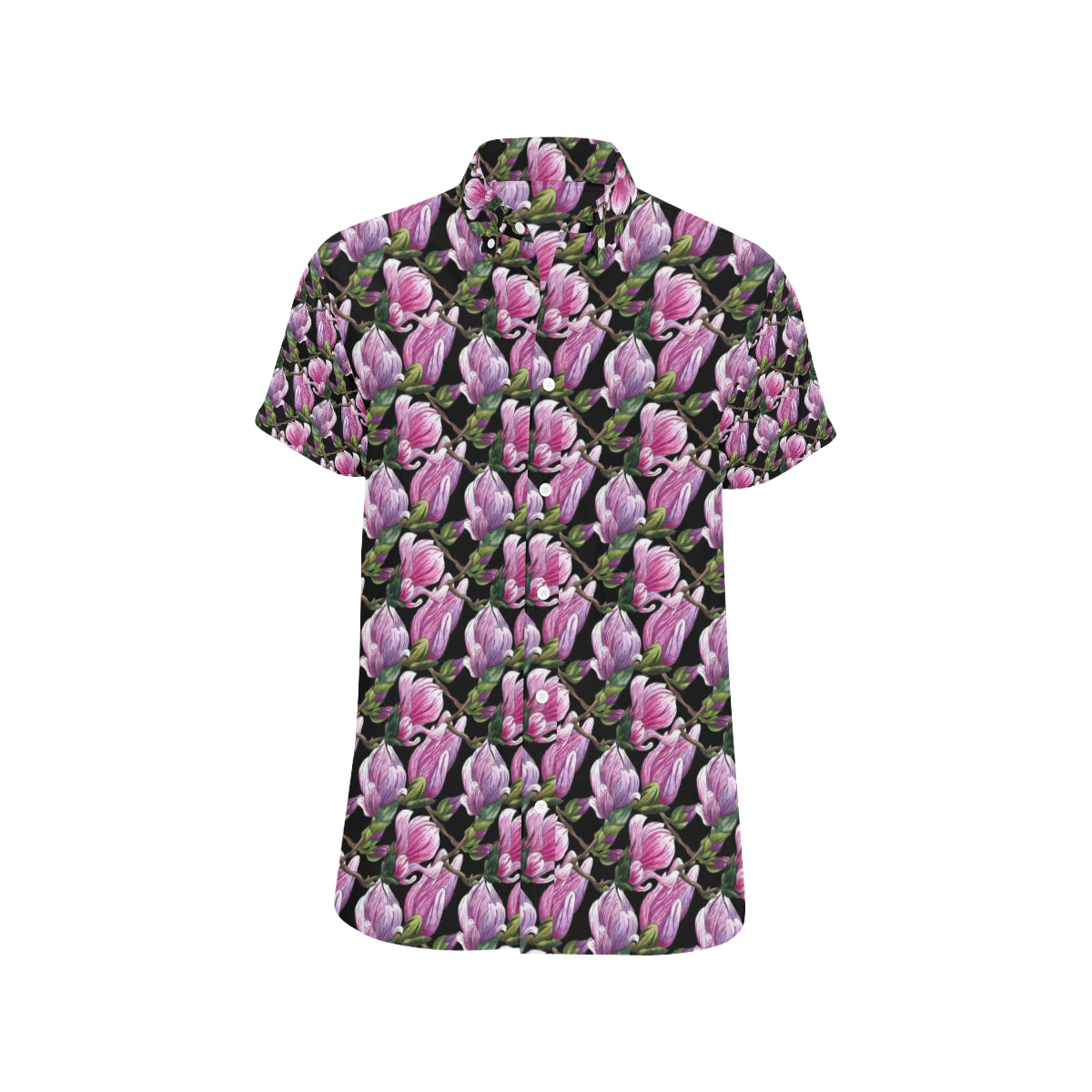 Magnolia Pattern Print Design MAG011 Men's Short Sleeve Button Up Shirt