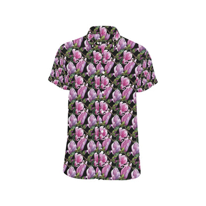 Magnolia Pattern Print Design MAG011 Men's Short Sleeve Button Up Shirt