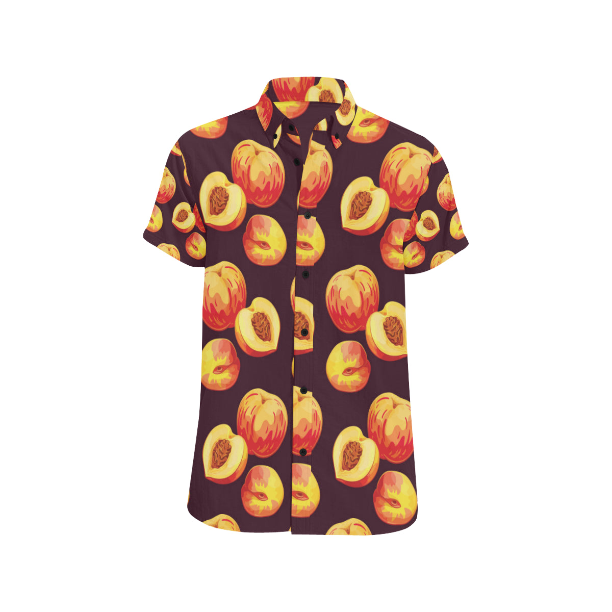 Peach Pattern Print Design A04 Men's Short Sleeve Button Up Shirt