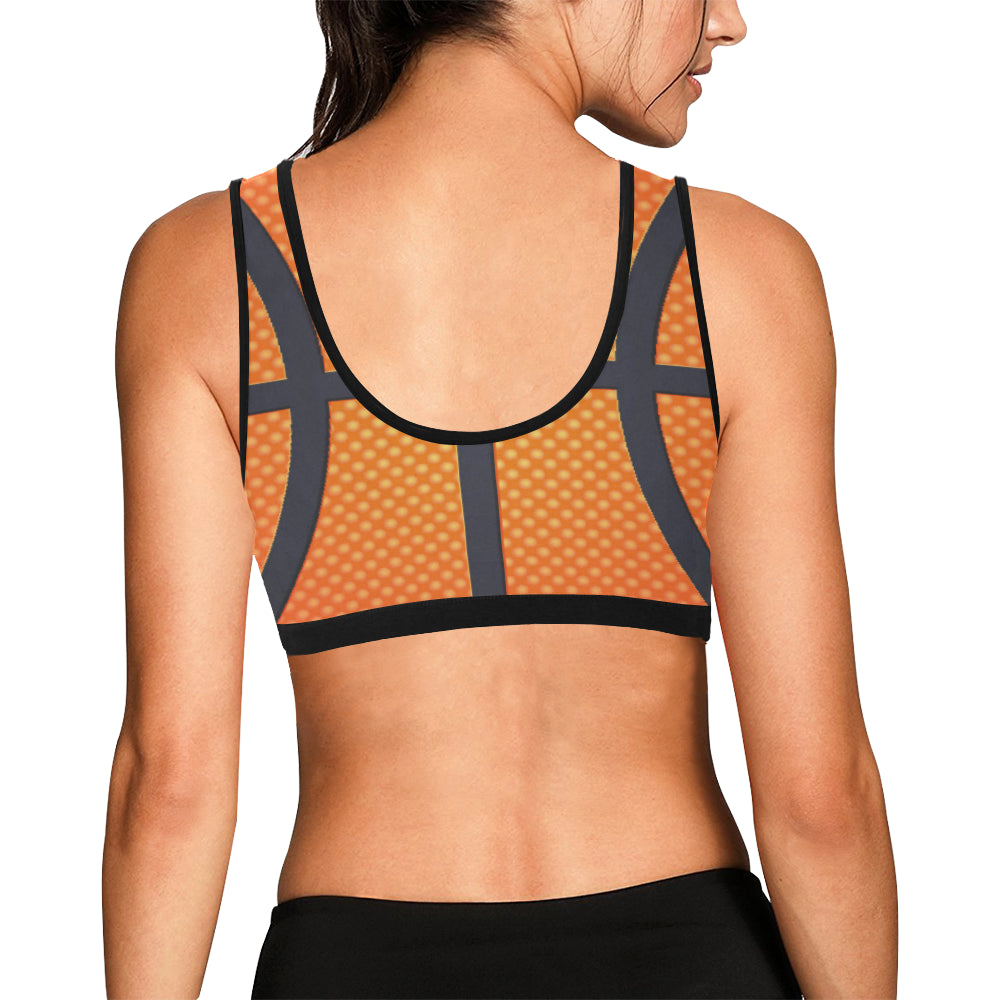 Basketball Texture Print Pattern Sports Bra