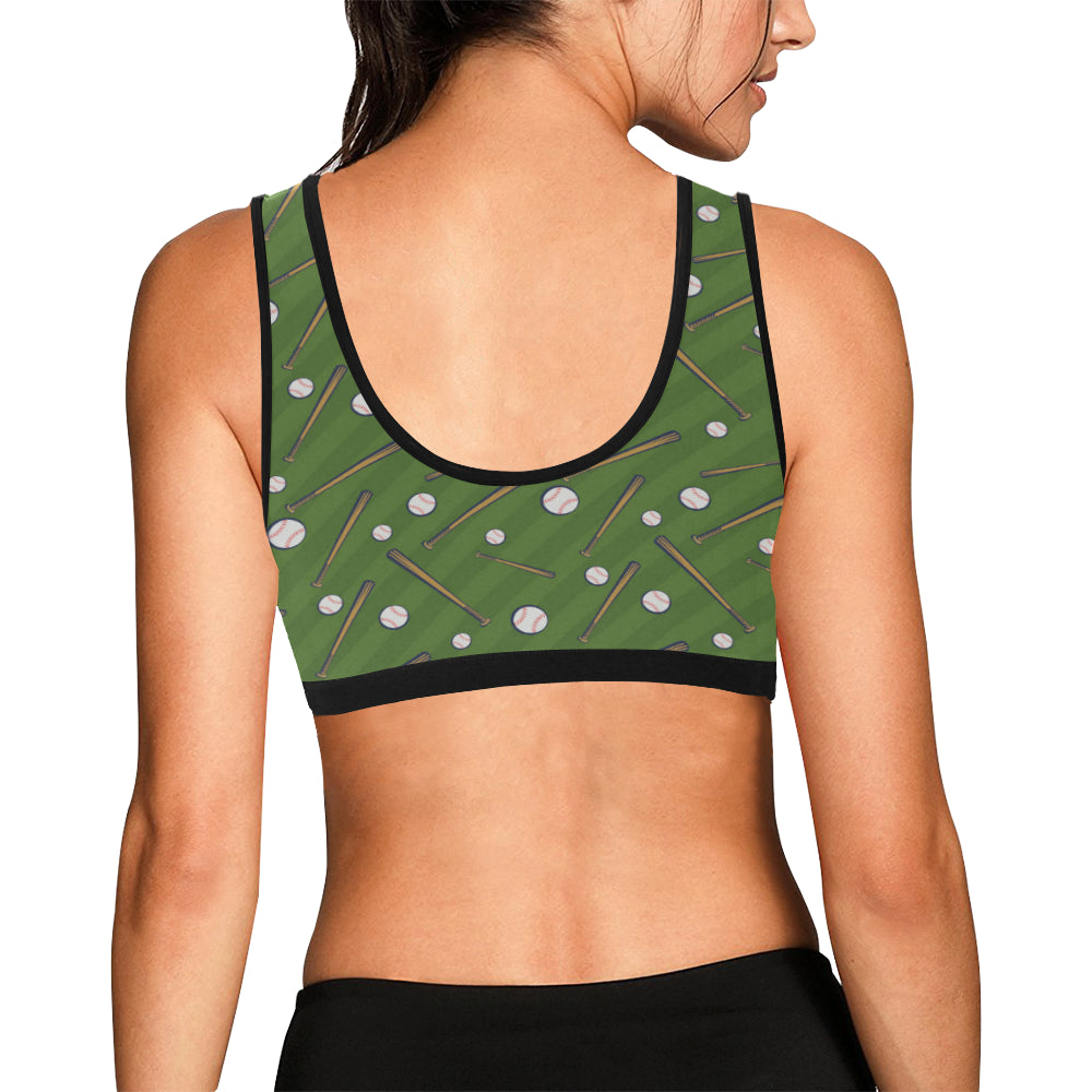 Baseball Pattern Print Design 02 Sports Bra