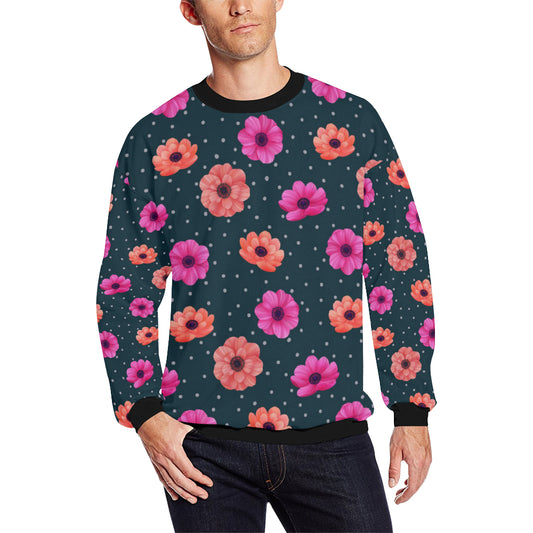 Anemone Pattern Print Design AM08 Men Long Sleeve Sweatshirt