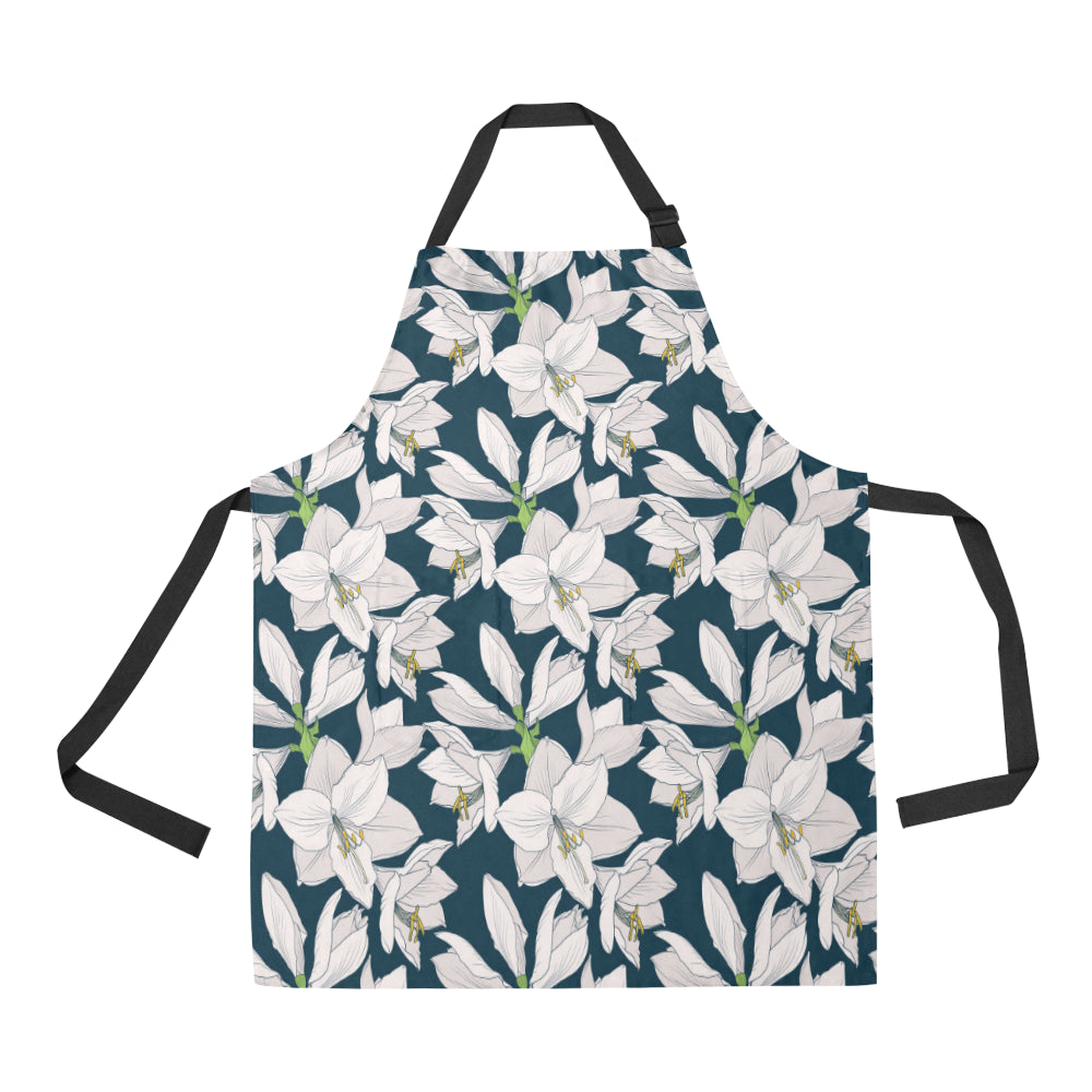Amaryllis Pattern Print Design 01 Apron with Pocket