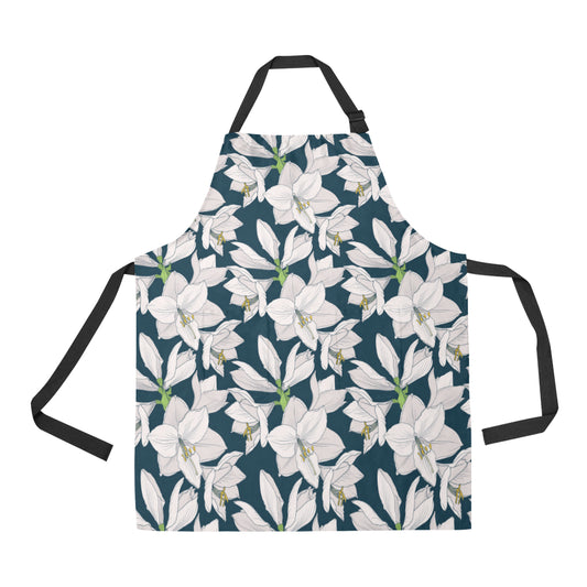 Amaryllis Pattern Print Design 01 Apron with Pocket