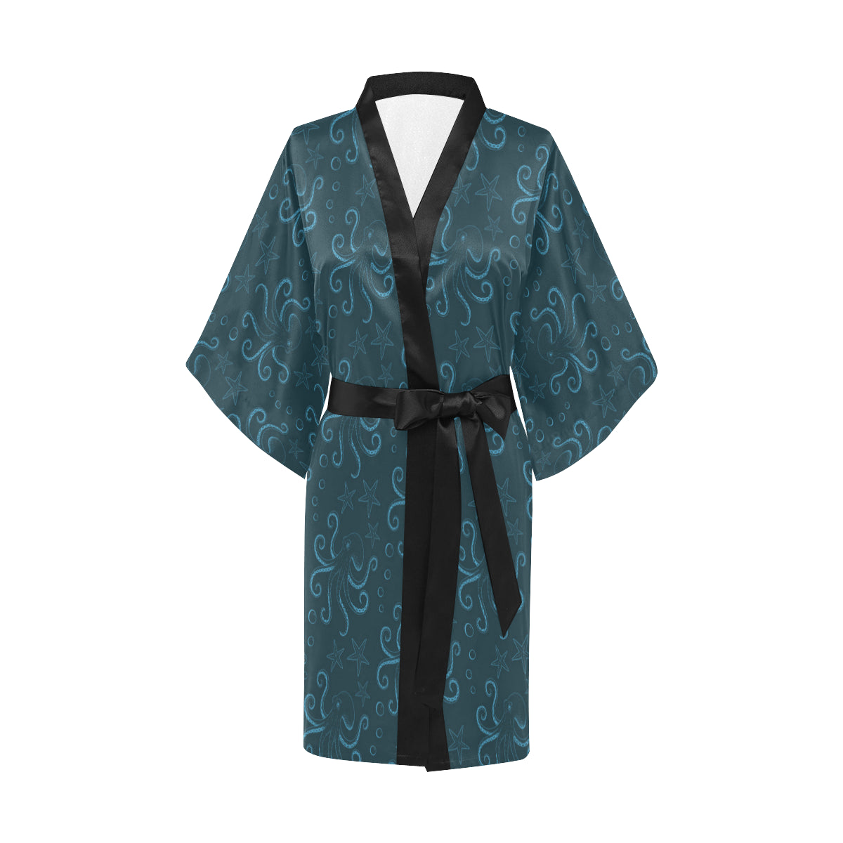Octopus Pattern Print Design A05 Women's Short Kimono