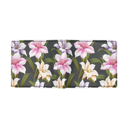 Lily Pattern Print Design LY01 Men's ID Card Wallet