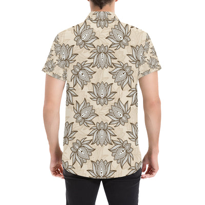 lotus Boho Pattern Print Design LO05 Men's Short Sleeve Button Up Shirt