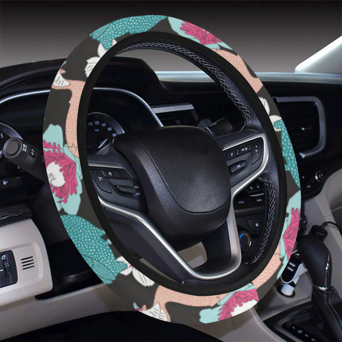 Guinea Fowl Pattern Print Design 03 Steering Wheel Cover with Elastic Edge