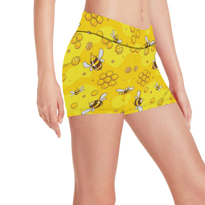 Bee Pattern Print Design BEE01 Yoga Shorts