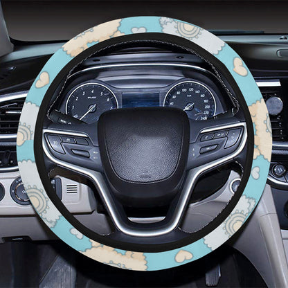 Alpaca Pattern Print Design 06 Steering Wheel Cover with Elastic Edge