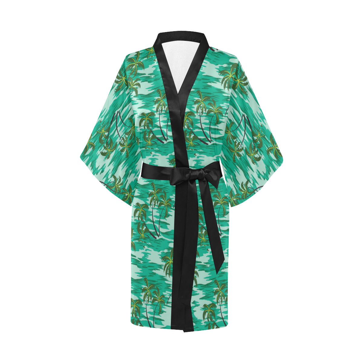 Palm Tree Pattern Print Design A01 Women's Short Kimono